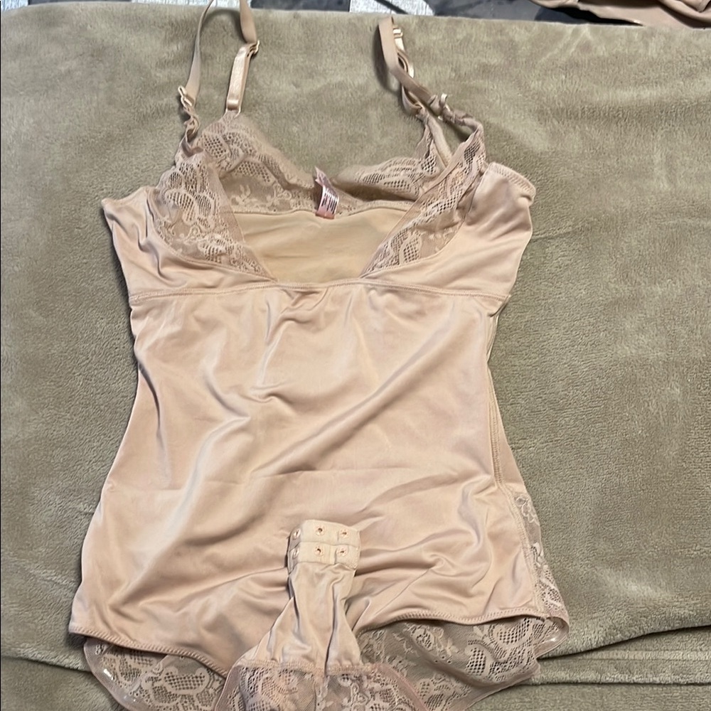 La Vie En Rose Tan Chemise with Lace Trim